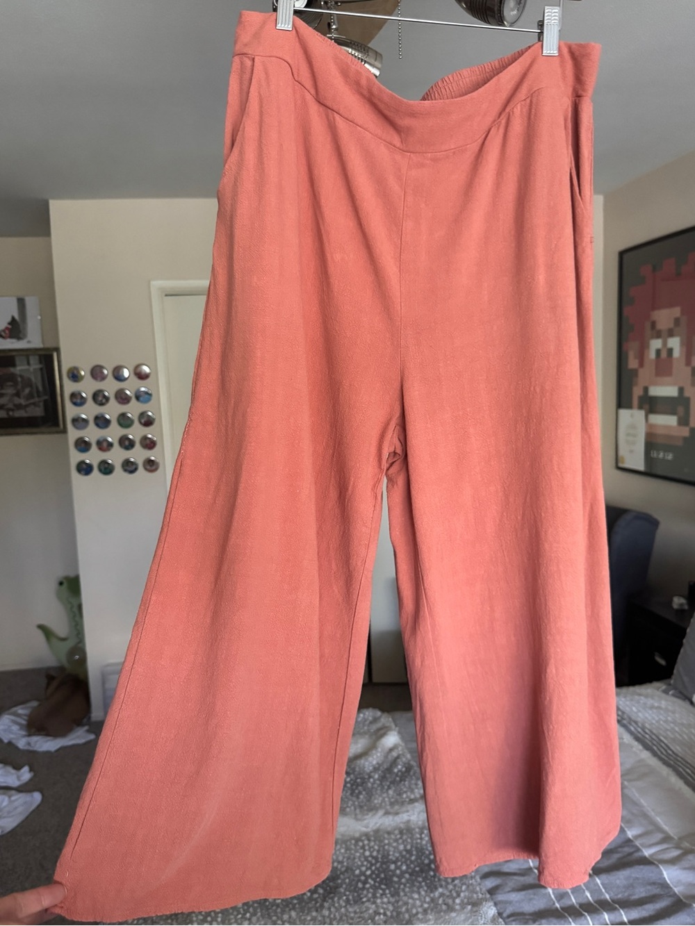 Coral Elastic Waist Wide Leg Women’s Pamts